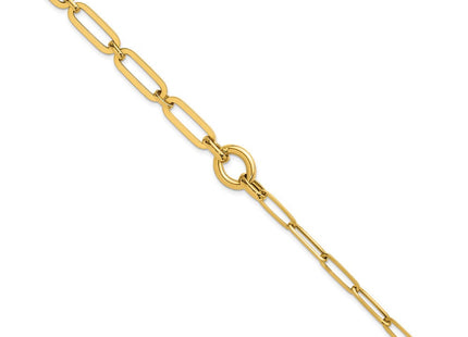 14k Polished Fancy Paperclip Link with Circle 7. Necklace