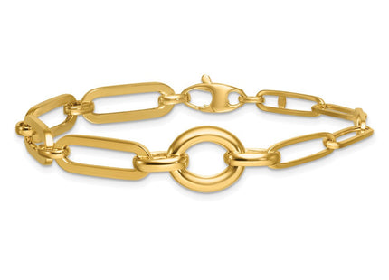 14k Polished Fancy Paperclip Link with Circle 7. Necklace