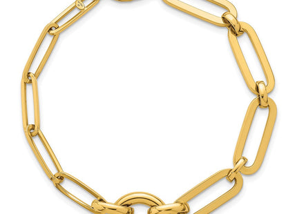 14k Polished Fancy Paperclip Link with Circle 7. Necklace