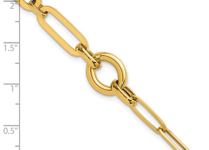 14k Polished Fancy Paperclip Link with Circle 7. Necklace