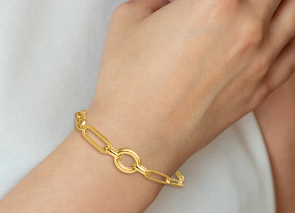 14k Polished Fancy Paperclip Link with Circle 7. Bracelet