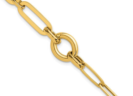 14k Polished Fancy Paperclip Link with Circle 7. Necklace