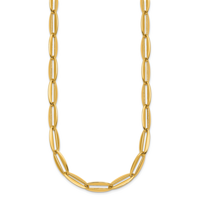 14K Polished Long Oval Link Necklace