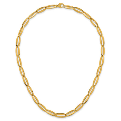 14K Polished Long Oval Link Necklace