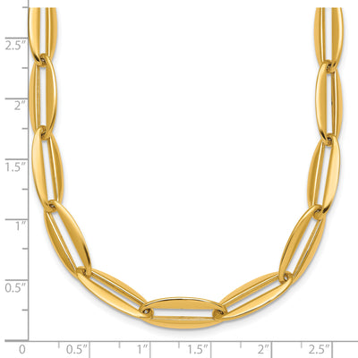 14K Polished Long Oval Link Necklace