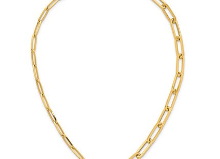 14k Polished And Brushed Paperclip Link With Circle Necklace (Style SF3252-18)