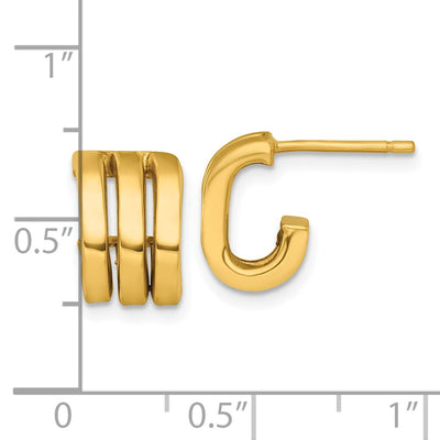 14K Polished 3 Oval Rings J-Hoop Post Earrings