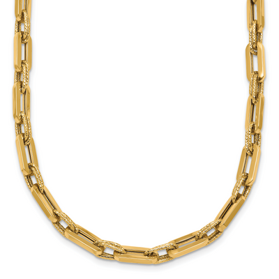 14K Polished and Textured Double Fancy Link, 18.5 x 4.8mm