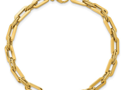 14K Polished and Textured Double Fancy Link