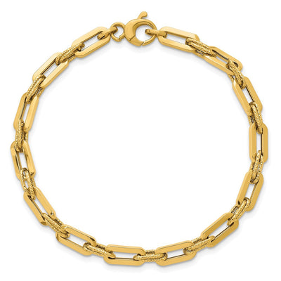 14K Polished and Textured Double Fancy Link, 18.5 x 4.8mm