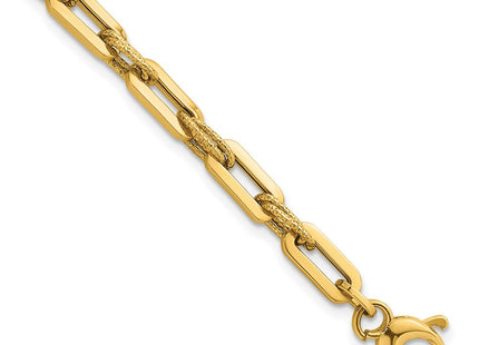 14K Polished and Textured Double Fancy Link