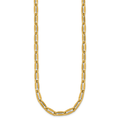 14K Polished Flattened Oval Cable Fancy Link Necklace