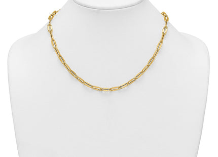 14k Polished Flattened Oval Cable Fancy Link Necklace (Style SF3258-18)