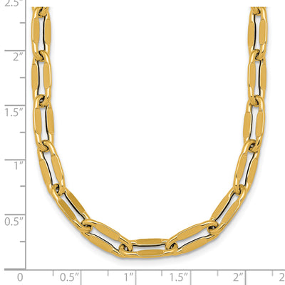 14K Polished Flattened Oval Cable Fancy Link Necklace