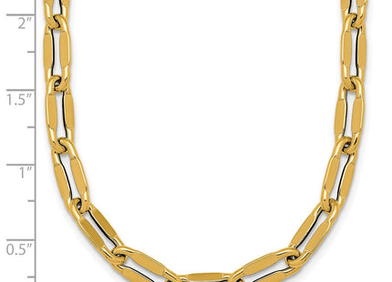 14k Polished Flattened Oval Cable Fancy Link Necklace (Style SF3258-18)