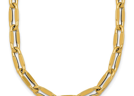 14k Polished Flattened Oval Cable Fancy Link Necklace (Style SF3258-18)