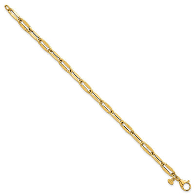 14K Polished Flattened Oval Cable Fancy Link Necklace