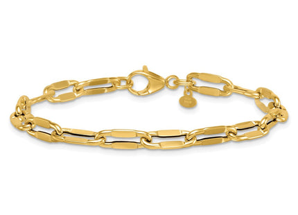 14k Polished Flattened Oval Cable Fancy Link 7. Necklace