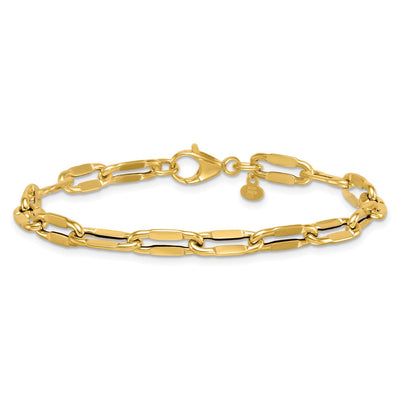 14K Polished Flattened Oval Cable Fancy Link Necklace