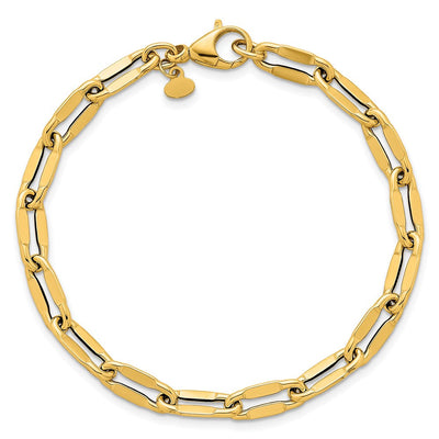 14K Polished Flattened Oval Cable Fancy Link Necklace