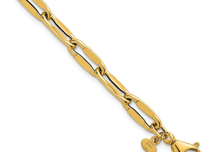 14k Polished Flattened Oval Cable Fancy Link 7. Necklace