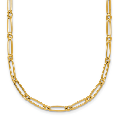 14K Polished Paperclip and Round Link, 18 x 3.75mm