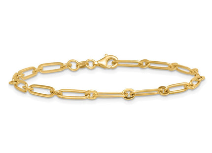14k Polished Paperclip and Round Link