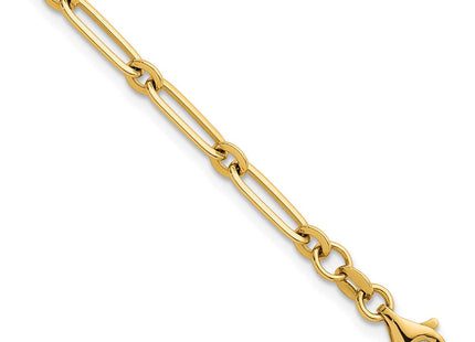 14k Polished Paperclip and Round Link