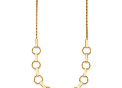 14K Polished and Textured Circles and Bars 17. Necklace (Style SF3260-17.5)