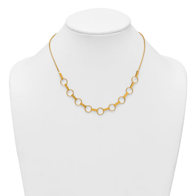 14K Polished and Textured Circles and Bars Necklace