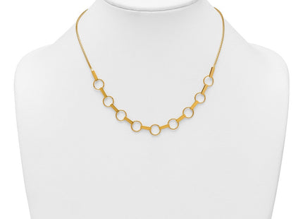 14K Polished and Textured Circles and Bars 17. Necklace (Style SF3260-17.5)