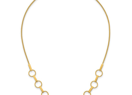 14K Polished and Textured Circles and Bars 17. Necklace (Style SF3260-17.5)