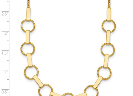 14K Polished and Textured Circles and Bars 17. Necklace (Style SF3260-17.5)