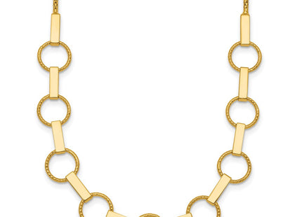 14K Polished and Textured Circles and Bars 17. Necklace (Style SF3260-17.5)