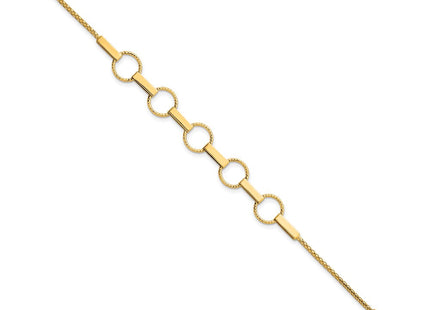 14K Polished and Textured Circles and Bars 7. Necklace