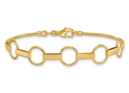 14K Polished and Textured Circles and Bars 7. Necklace