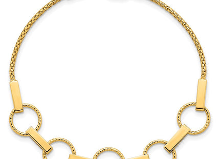 14K Polished and Textured Circles and Bars 7. Necklace