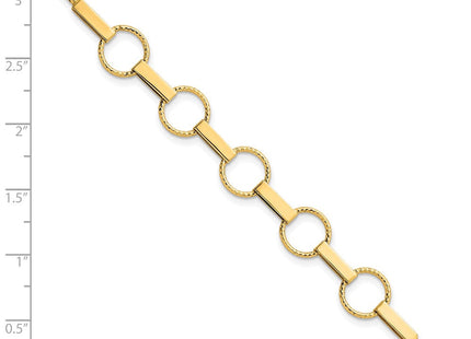 14K Polished and Textured Circles and Bars 7. Necklace