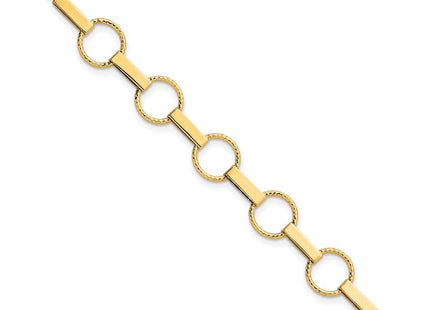 14K Polished and Textured Circles and Bars 7. Necklace