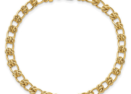 14K Polished and Textured Fancy Knot Link Bracelet