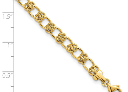 14K Polished and Textured Fancy Knot Link Bracelet