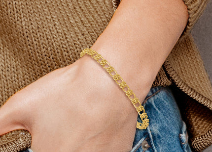 14K Polished and Textured Fancy Knot Link Bracelet