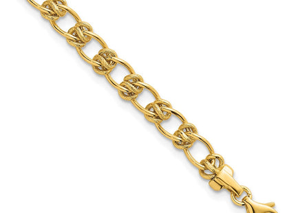14K Polished and Textured Fancy Knot Link Bracelet