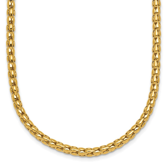 14K Polished Fancy Link Necklace, 18 x 3.4mm