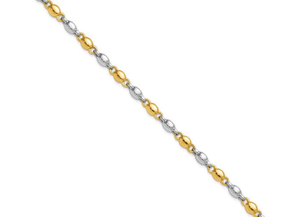 14k Two Tone Polished Round Fancy Link