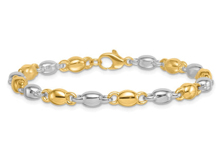 14k Two Tone Polished Round Fancy Link