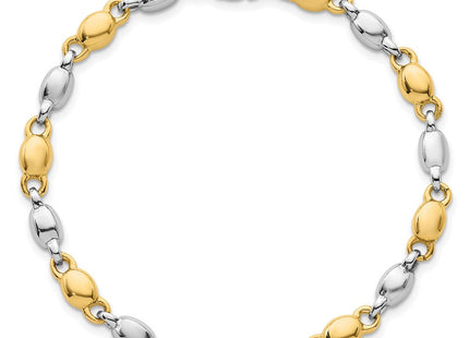 14k Two Tone Polished Round Fancy Link