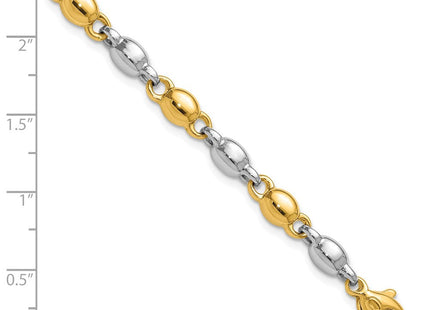 14k Two Tone Polished Round Fancy Link