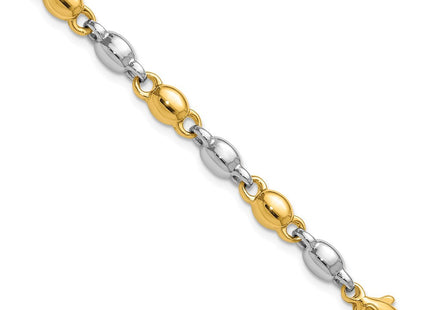 14k Two Tone Polished Round Fancy Link