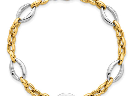 14k Two Tone Polished Oval and Cable Chain